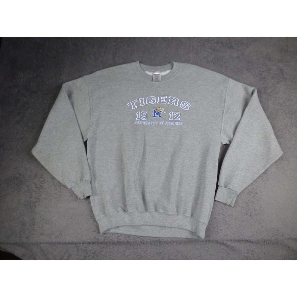VTG University of Memphis Tigers Sweatshirt Mens Large Gray Crewneck Jerzees